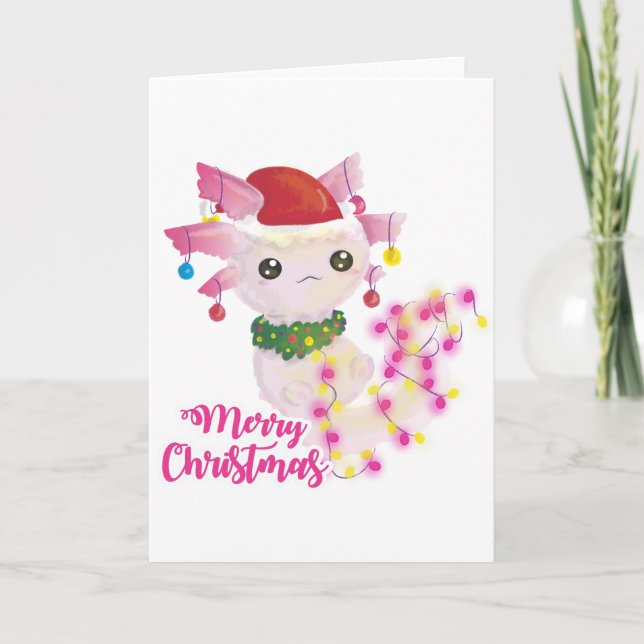merry christmas axolotl santa invitation (Front)