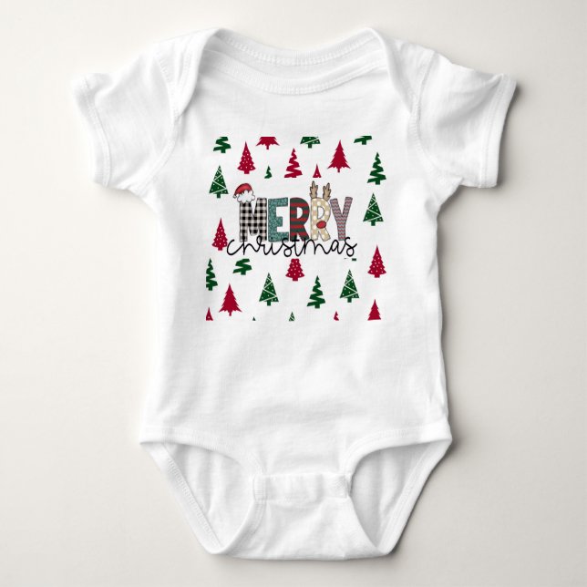 “MERRY Christmas” Baby Bodysuit  (Front)