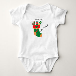 Merry Christmas  Baby Bodysuit White
