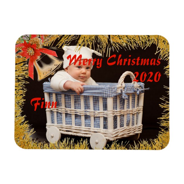 Merry Christmas Baby/ Child Custom Photo & Name Magnet (Horizontal)