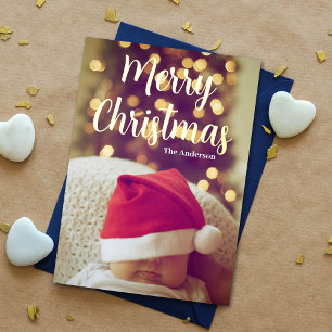 Merry Christmas Baby Photo Real Gold