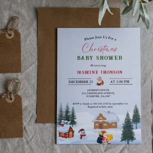 Merry christmas baby shower winter baby shower invitation
