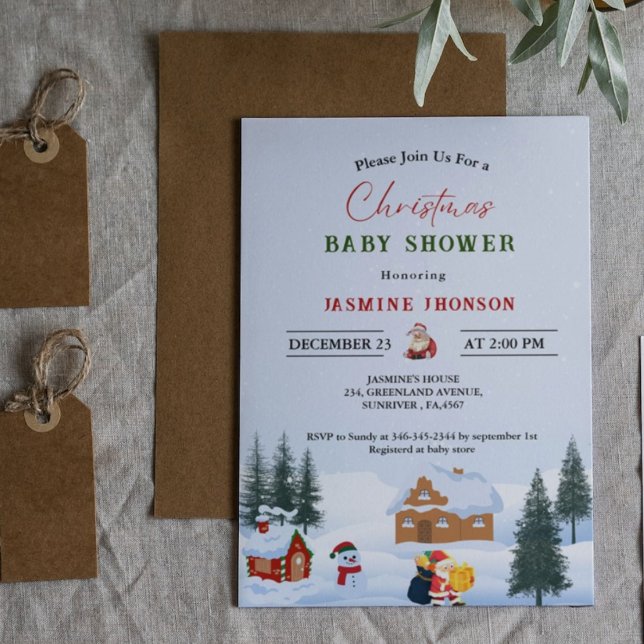 Merry christmas baby shower winter baby shower invitation (Creator Uploaded)