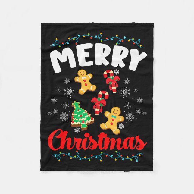 Merry Christmas Bakers With Cookies - Merry Christ Fleece Blanket (Front)