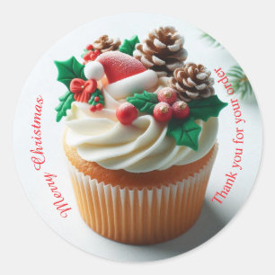 Merry Christmas Bakery Cupcake Thank you Sticker