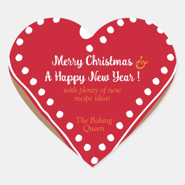Merry Christmas Baking Queen Red Heart Sticker (Front)
