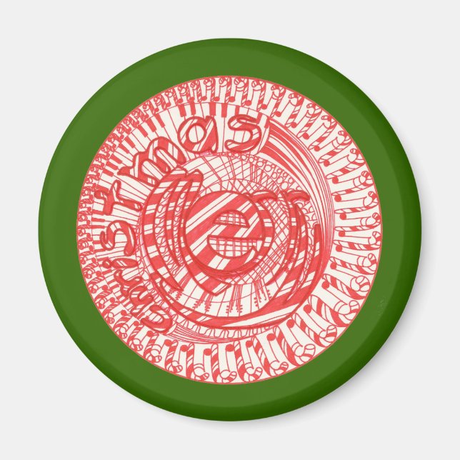 Merry Christmas ball candy canes magnets (Front)