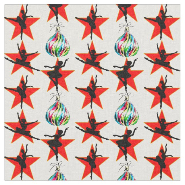 MERRY CHRISTMAS BALLERINA DESIGN FABRIC (Close Up)