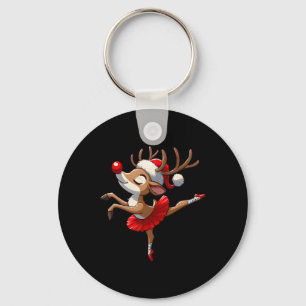 Merry Christmas Ballet Reindeer Dancing Ballet Tea Key Ring