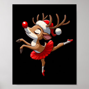Merry Christmas Ballet Reindeer Dancing Ballet Tea Poster