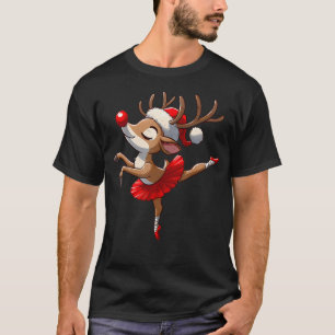 Merry Christmas Ballet Reindeer Dancing Ballet Tea T-Shirt