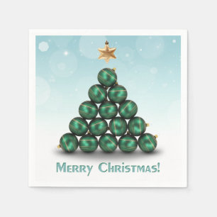 Merry Christmas Balls Tree Mint Pastel Design Napkin