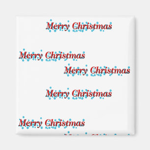 Merry Christmas banner with snowflakes and red tex Magnet