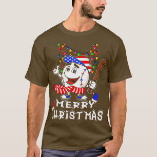 Merry Christmas Baseball Player Christmas Lights X T-Shirt
