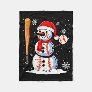 Merry Christmas Baseball Snowman Holiday Srts Xmas Fleece Blanket