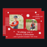 Merry Christmas Baseball Sport 2 Photo Family Name<br><div class="desc">Merry Christmas Baseball Sport 2 Photo Family Name Modern Christmas Cards features a photo collage of two of your favourite photos with your the text "Wishing you a Merry Christmas... and a grand slammin' New Year" in elegant white script. Personalise by editing the text in the text boxes provided. Perfect...</div>