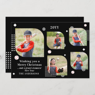 Merry Christmas Baseball Sport 5 Photo Family Name