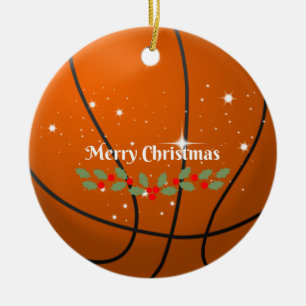 Merry Christmas Basketball Ceramic Tree Decoration