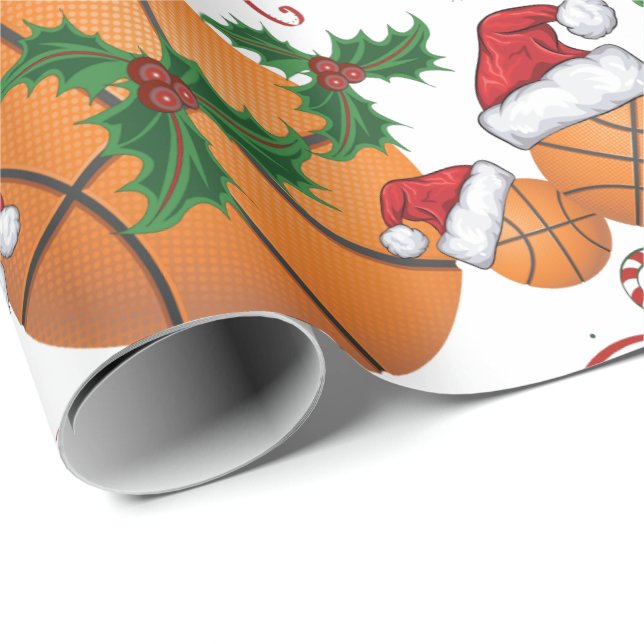 Merry Christmas Basketball Santa Wrapping Paper (Roll Corner)