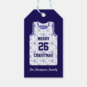 Merry Christmas Basketball Snowflake Jersey Gift Tags