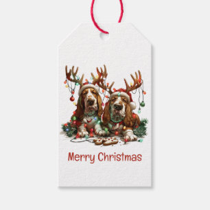 Merry Christmas Basset Hound Dogs Gift Tags