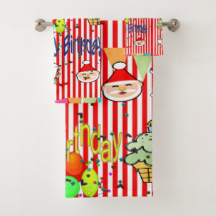 Merry Christmas Bath Towel Sets, Happy Birthday