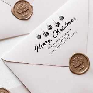 Merry Christmas Bauble Name Address Self-inking Stamp