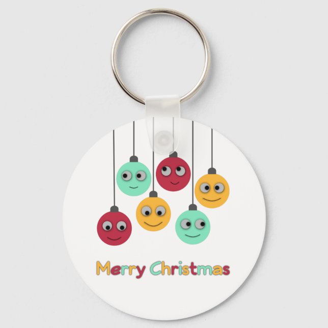 Merry Christmas Baubles Key Ring (Front)
