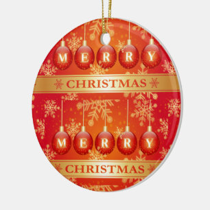 Merry Christmas Baubles Red Gold Ornaments