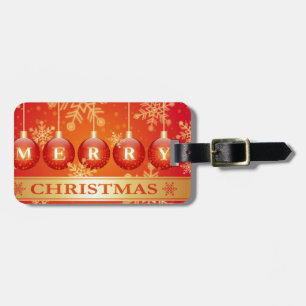Merry Christmas Baubles Red Gold Ornaments Luggage Tag