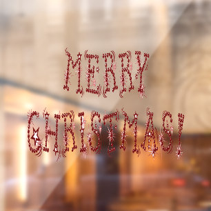 Merry Christmas Baubles & Stars Decor 11x8 Vinyl