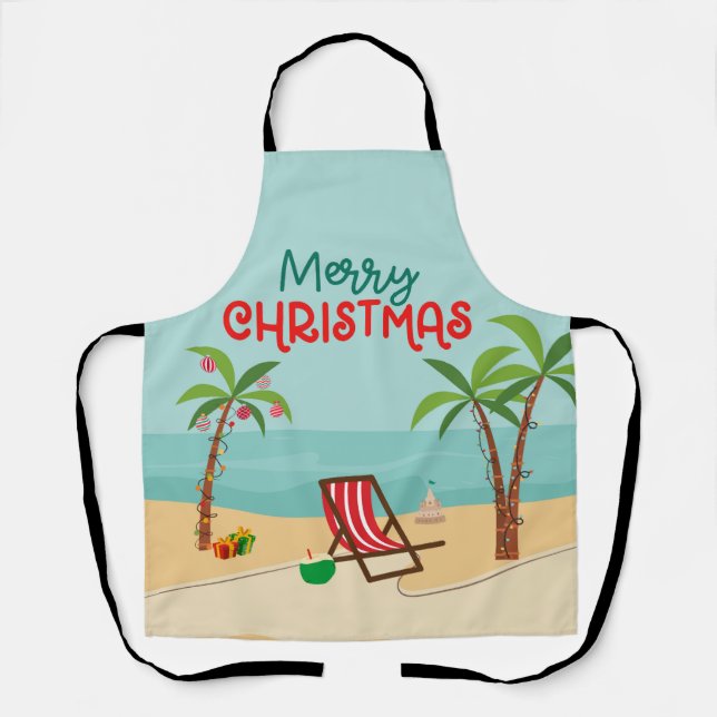 Merry Christmas Beach  Apron (Front)