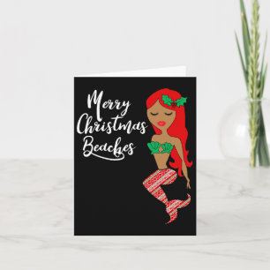 Merry Christmas Beaches Mermaid Summer Beach  Card