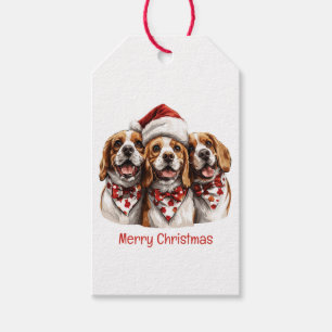 Merry Christmas Beagle Dogs Gift Tags