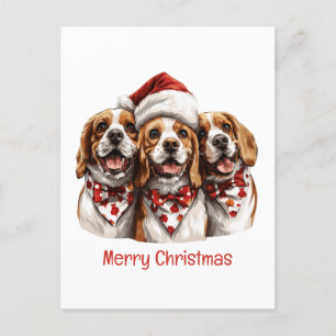 Merry Christmas Beagle Dogs Holiday Postcard