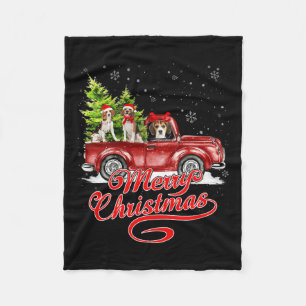 Merry Christmas Beagle Dogs Santa Reindeer Red Tru Fleece Blanket