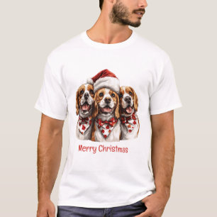 Merry Christmas Beagle Dogs T-Shirt