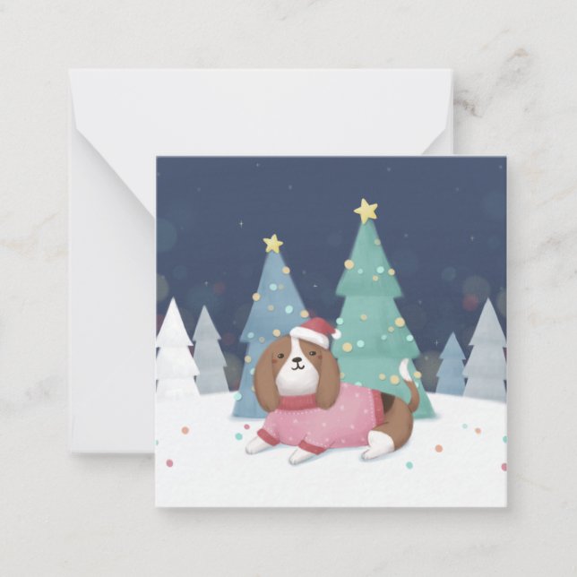 Merry Christmas: Beagle Illustration Art Card (Front)