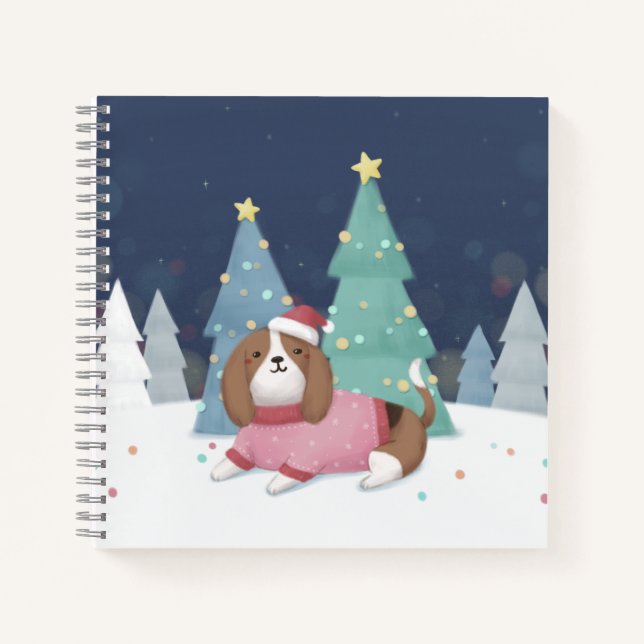 Merry Christmas: Beagle Illustration Art Notebook (Front)