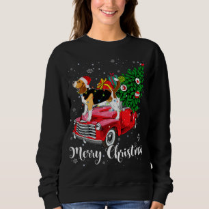 Merry Christmas Beagle Santa Light Red Truck Xmas  Sweatshirt