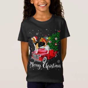 Merry Christmas Beagle Santa Light Red Truck Xmas  T-Shirt