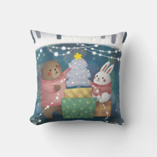 Merry Christmas: Bear & Bunny Cushion
