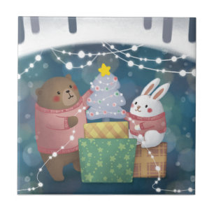 Merry Christmas: Bear & Bunny Tile