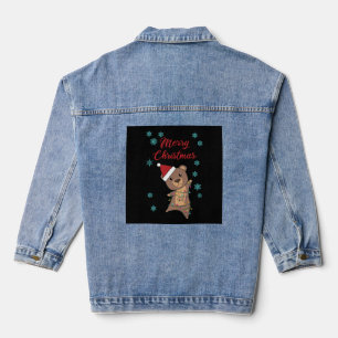 Merry Christmas Bear Snow Winter Bear Teddy Denim Jacket
