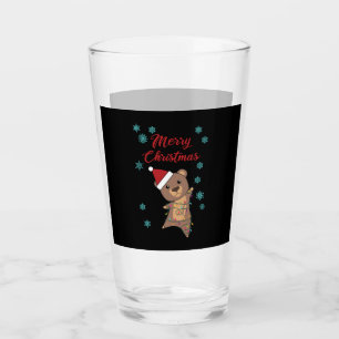 Merry Christmas Bear Snow Winter Bear Teddy Glass