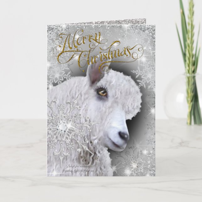 Merry Christmas Beautiful Angora Goat | BabyGirl Holiday Card (Front)