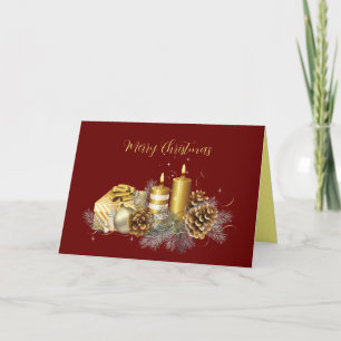 Merry Christmas beautiful red and gold Holiday Card