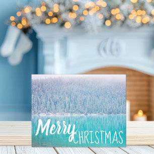 Merry Christmas Beautiful Winter Lake Custom Holiday Card
