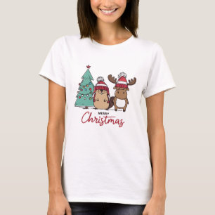 Merry Christmas Beaver And Moose T-Shirt