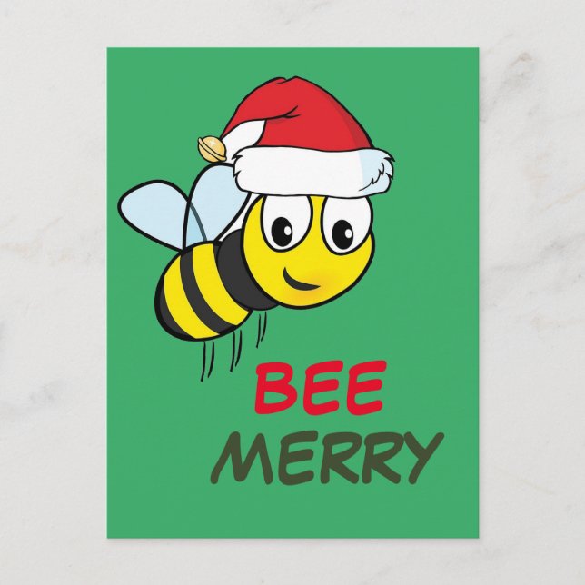 Merry Christmas Bee  Holiday Postcard (Front)